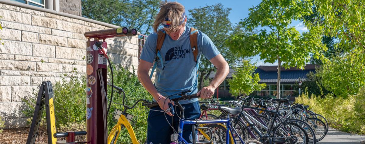 student with bike